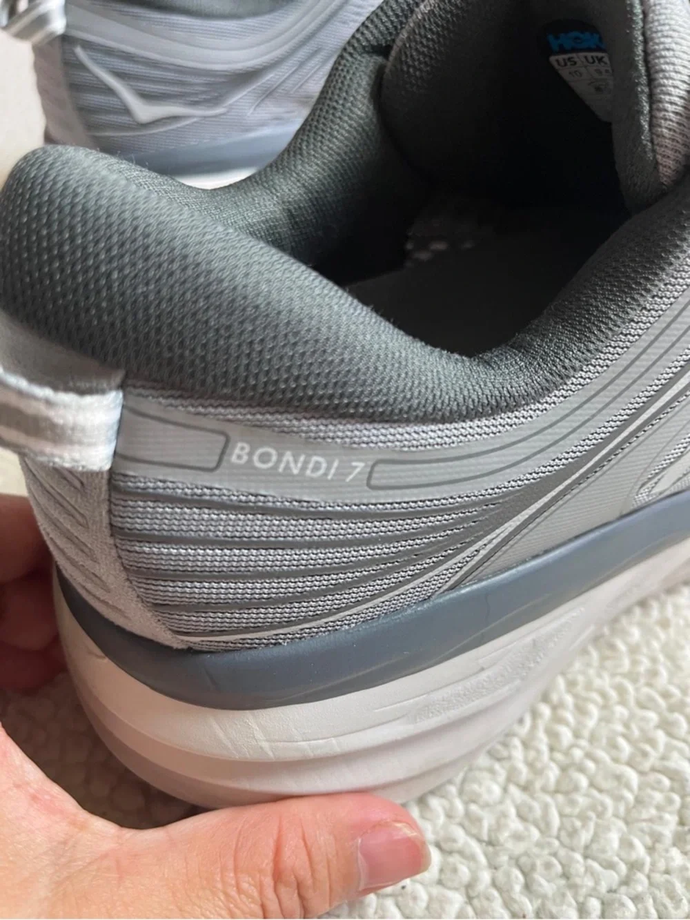 Hoka One One MBONDI7 ,Men's Grey Mesh Running Shoes size 10 - Picture 4 of 7